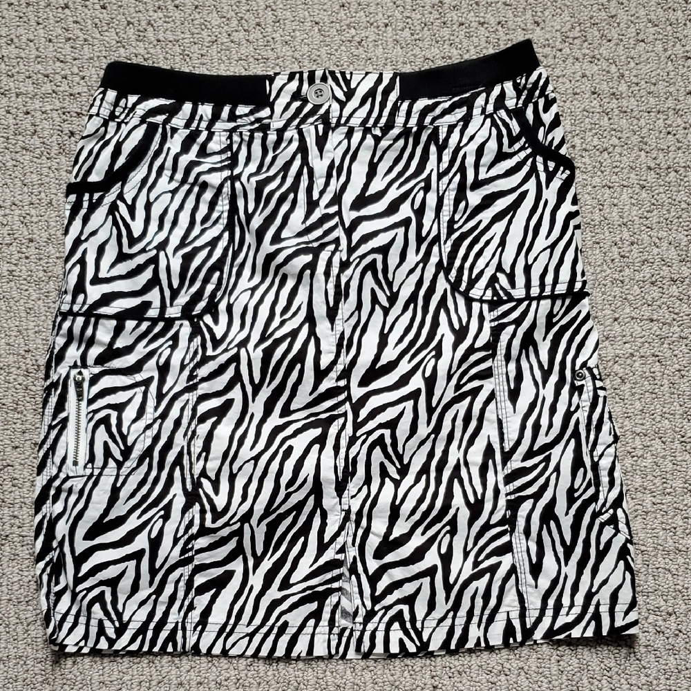 Chico's Black and White Zebra Mini Skirt